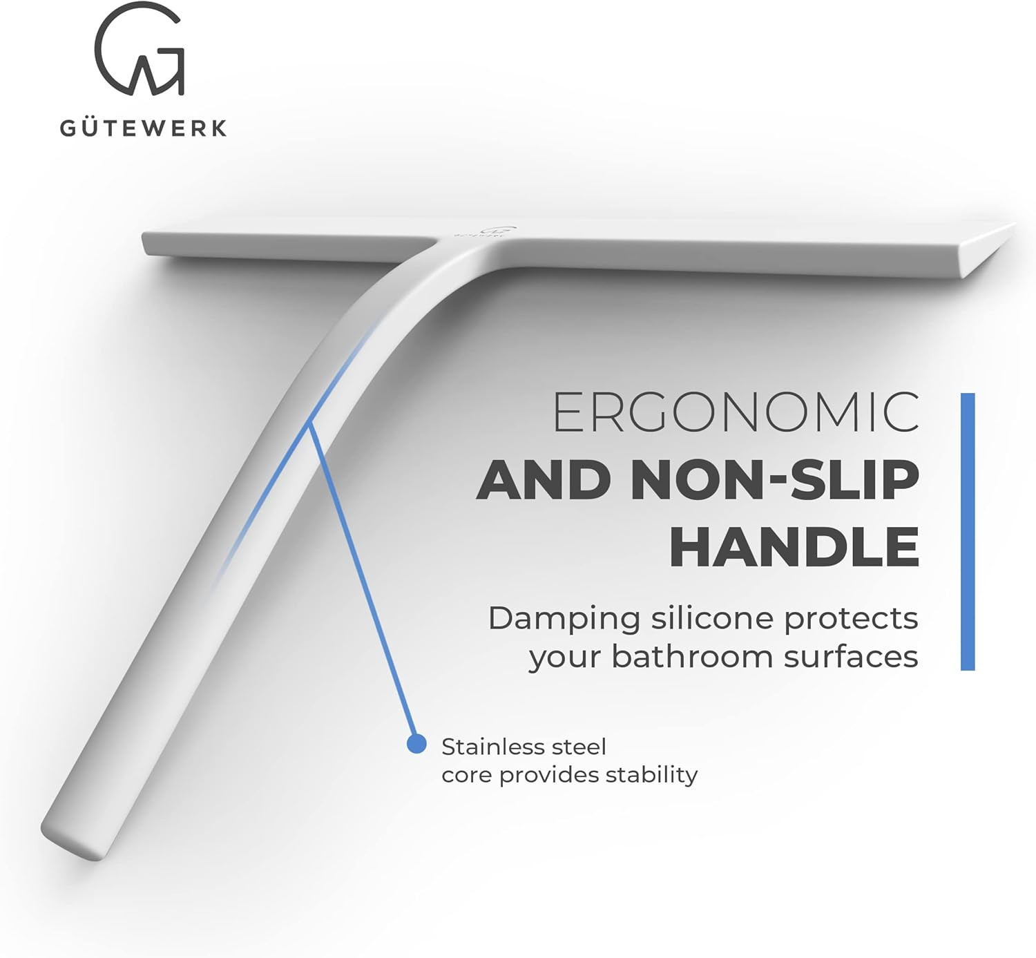 GÜTEWERK Shower Squeegee for Glass Doors, Silicone Window Squeegee, Bathroom and