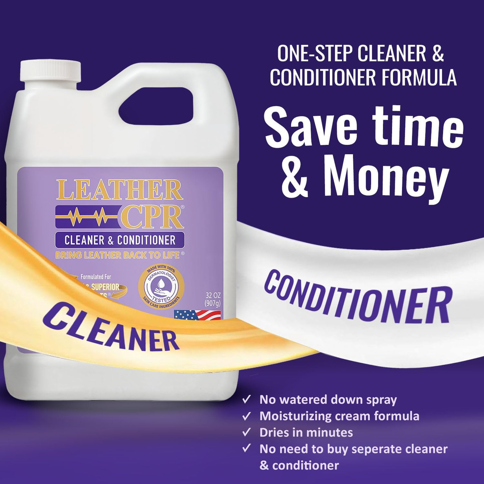 Leather Cleaner Conditioner, Leather CPR, Restores and Protects Leather