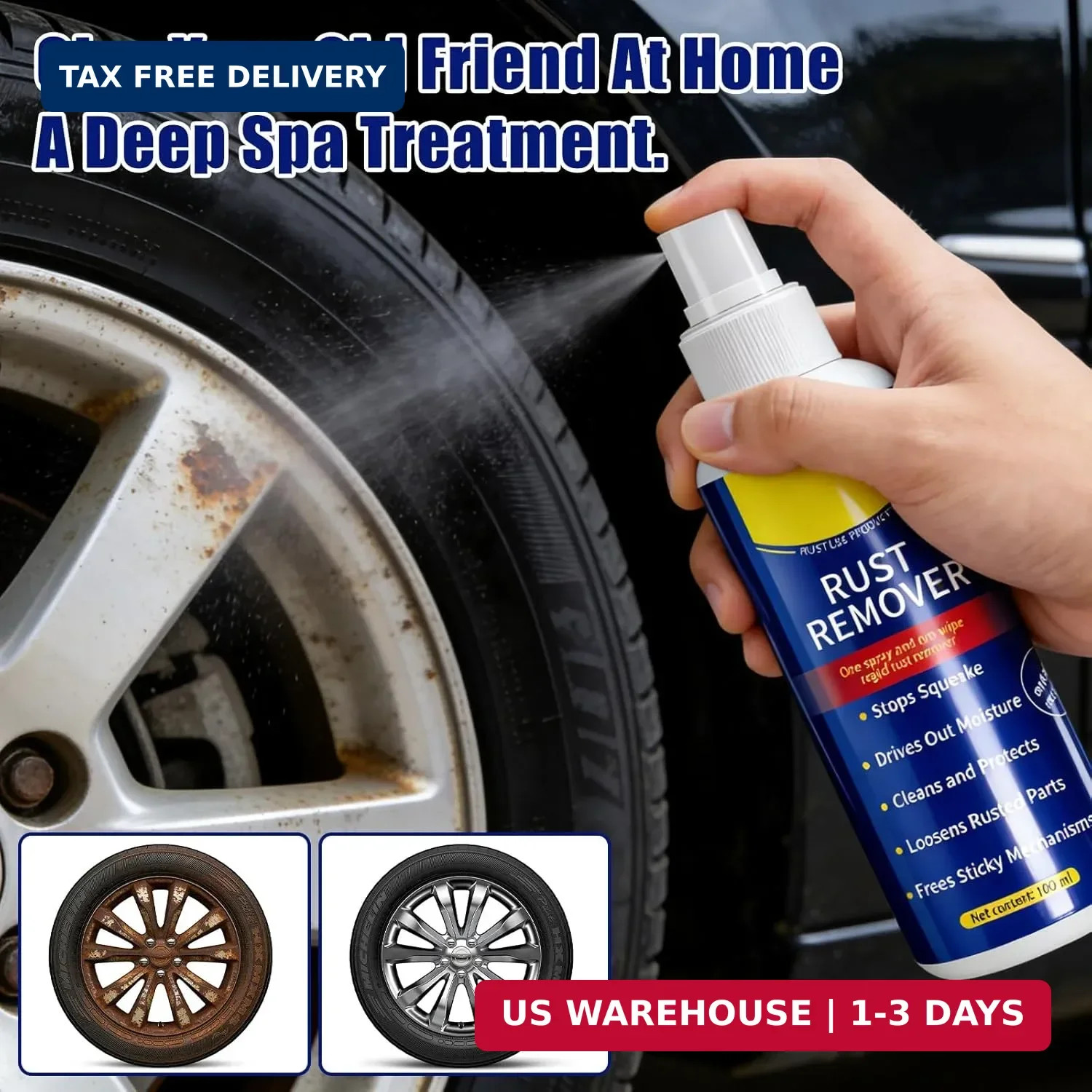 2Pcs Rust Remover Spray for Metal, 2026 Upgrade Anti-Rust Spray, Multi-Functiona