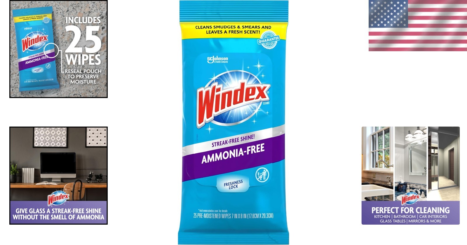 Crystal Rain Scent Windex Glass Wipes, 25 Count – Effortlessly Clean Surfaces