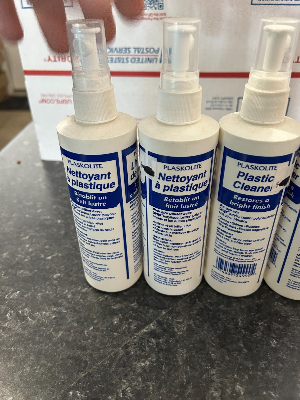 4-PACK LOT Plaskolite Plastic Cleaner 8 oz Restorer Acrylic Lexan Polycarbonate