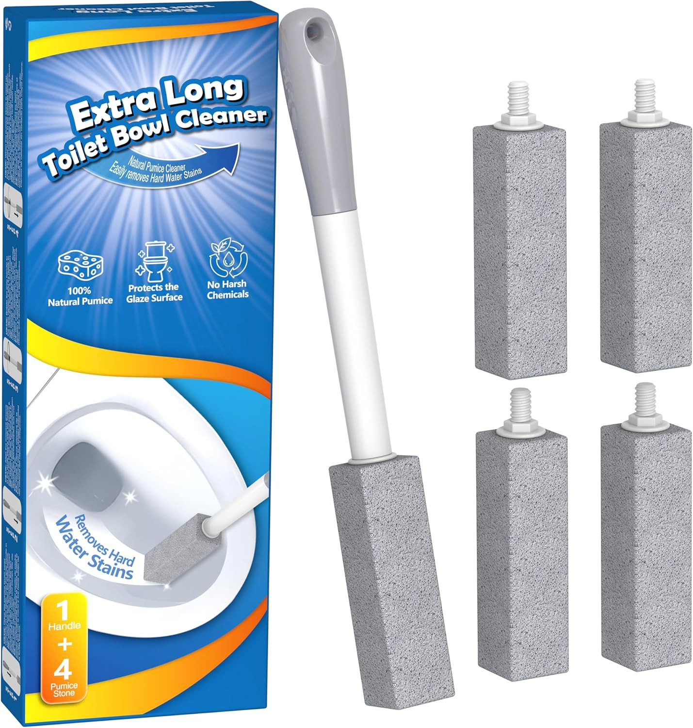 4PCS Pumice Cleaning Stone with Handle Toilet Bowl Cleaner Hard Water Ring Remov