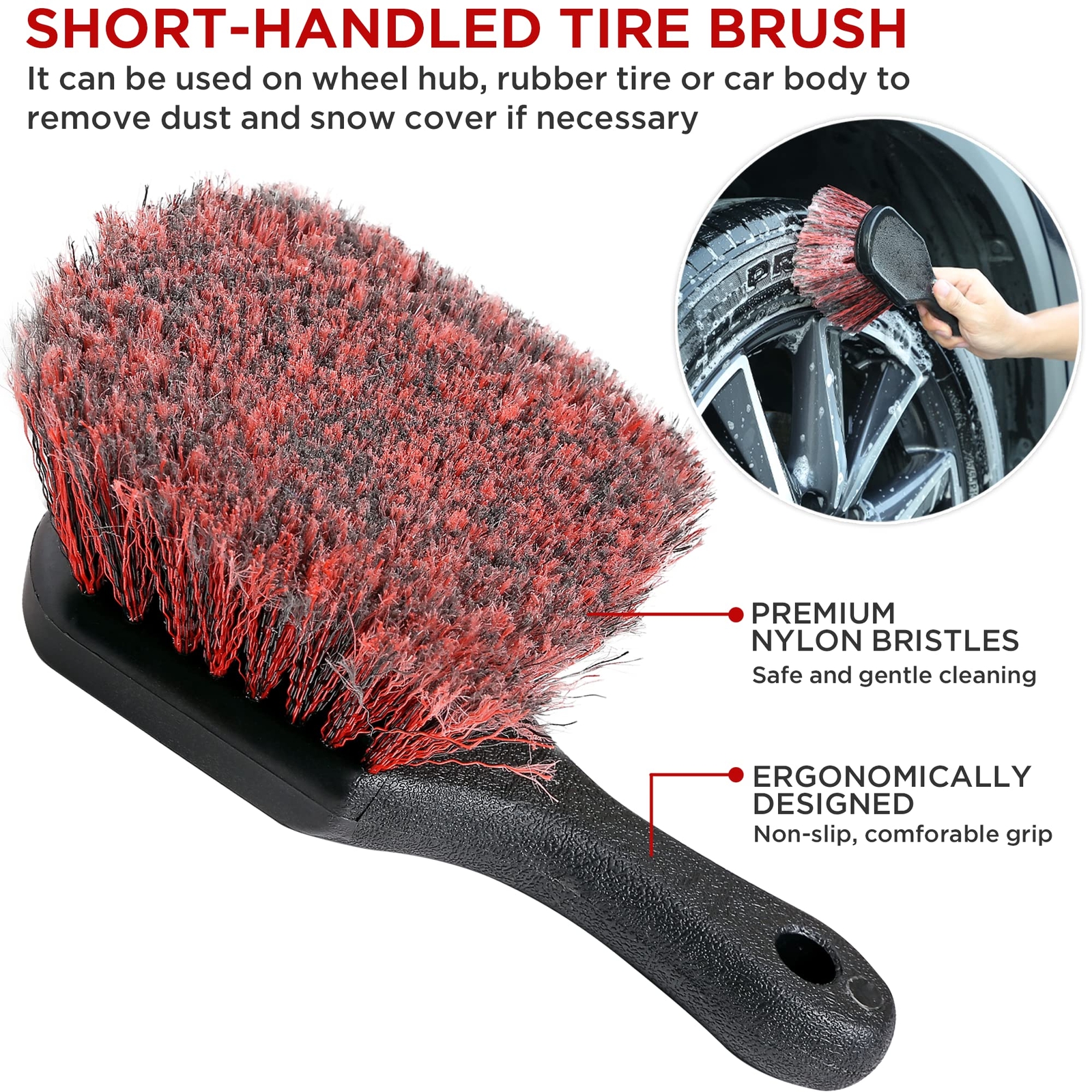 Wheel Tire Brush Set Car Detailing Kit 8pcs By 17 Long Soft Bristle Wheel Brush