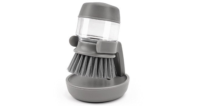 Kitchen Brush with Holder and Soap Dispensing Palm Brush Storage Set for Kitchen
