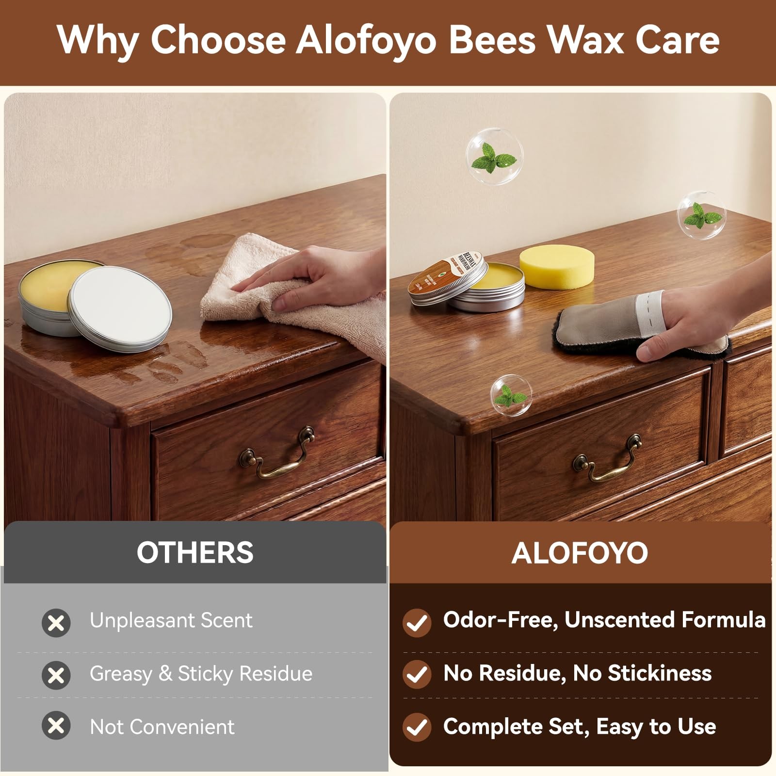 Food Grade Beeswax Wood Conditioner & Furniture Polish – Natural Unscented Wo…