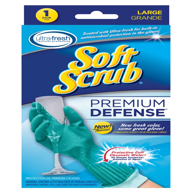 Soft Scrub 12813-16 Latex Rubber Premium Defense Gloves Large