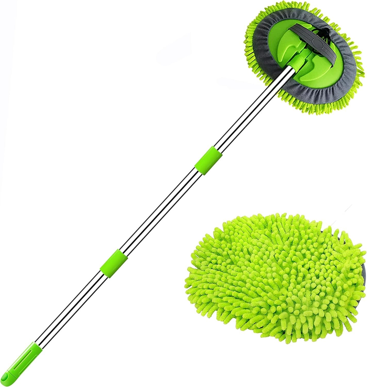 47.5″ Car Wash Brush Mop Cleaning Tool with Long Handle Kit for W Color: Green