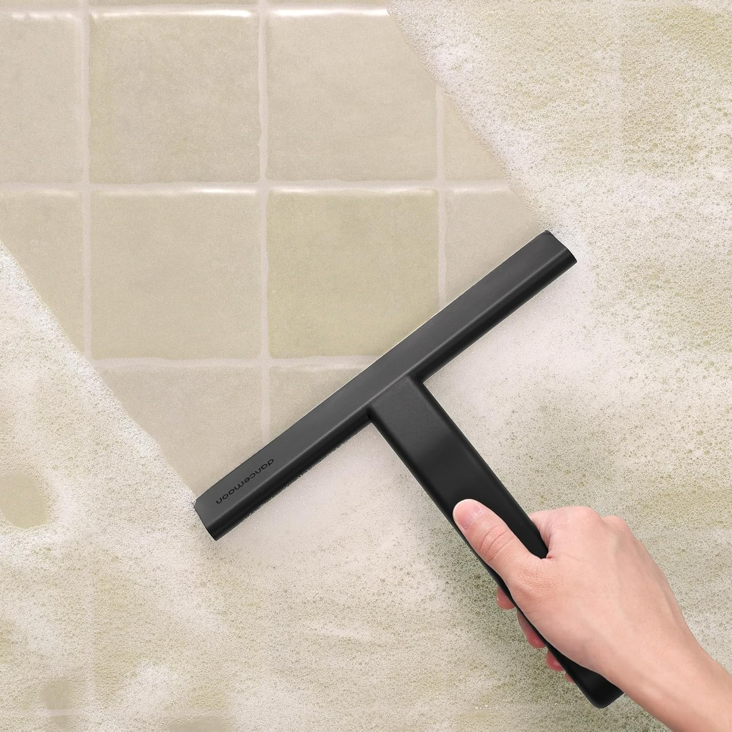 Modern Black Silicone Shower Squeegee with Built-in Hook – Streak-Free Guarantee