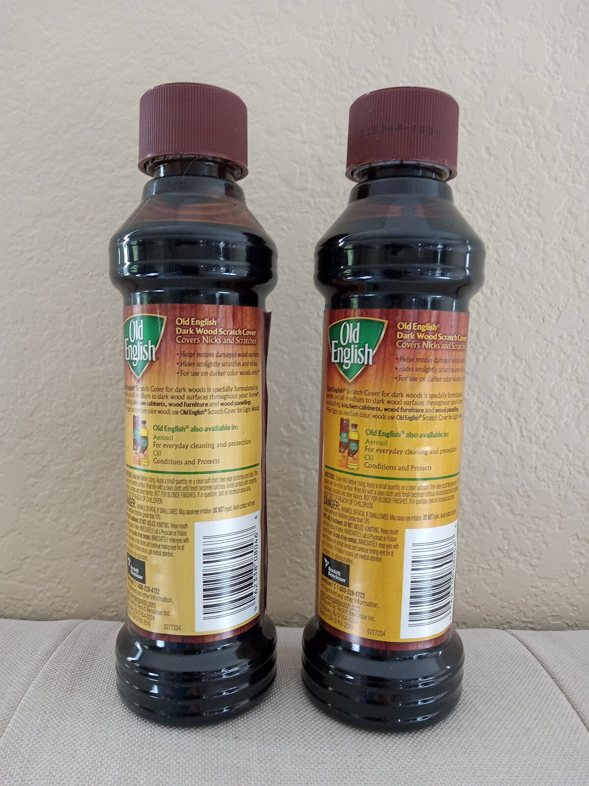 Two New Old English Scratch Cover For Dark Woods, Each Bottle 8 oz
