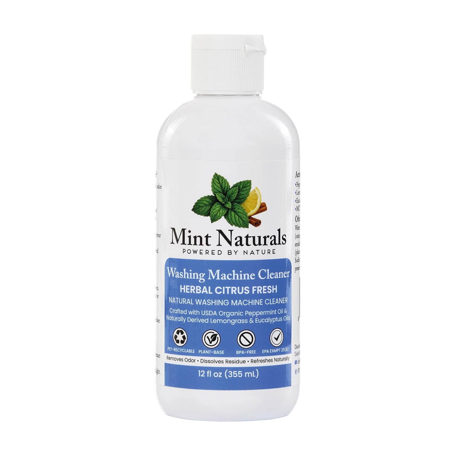Natural Washing Machine Cleaner Front/Top Load Odor Remover 12oz Deep Clean