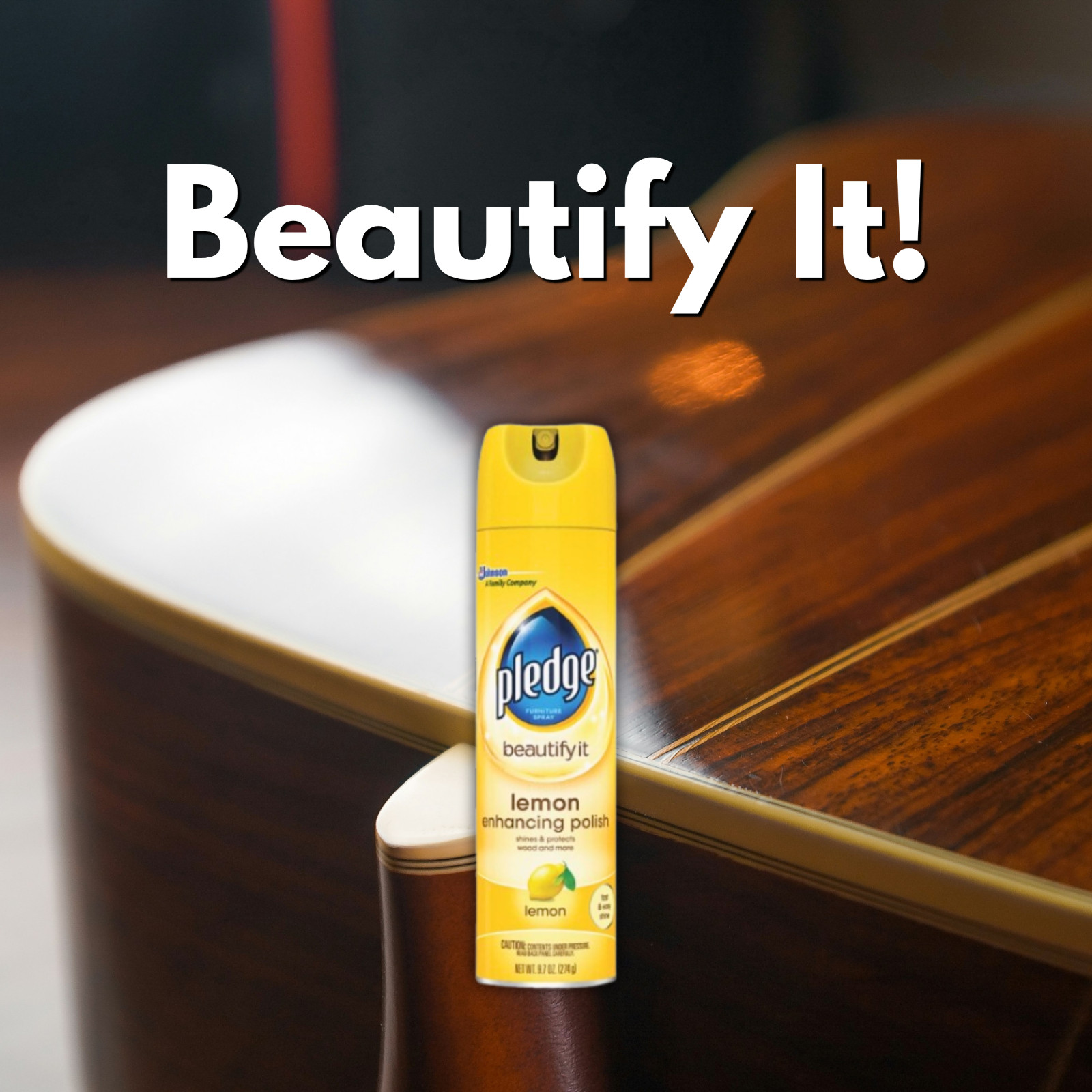 Pledge Enhancing Polish, Wood & Furniture Spray, Lemon Scent, 9.7oz
