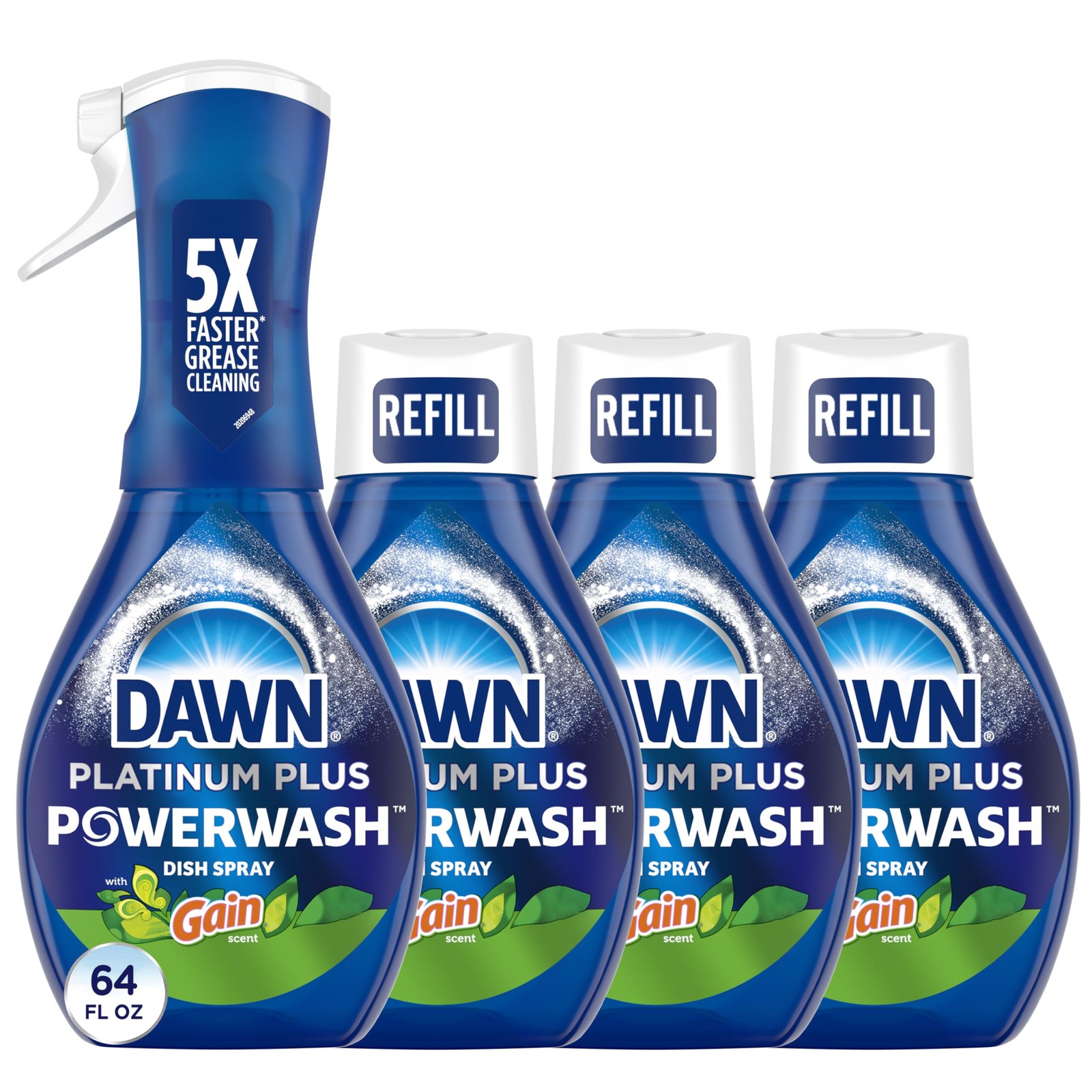 Dawn Powerwash Dish Spray Gain Original Starter Kit + 3 Refills 64oz