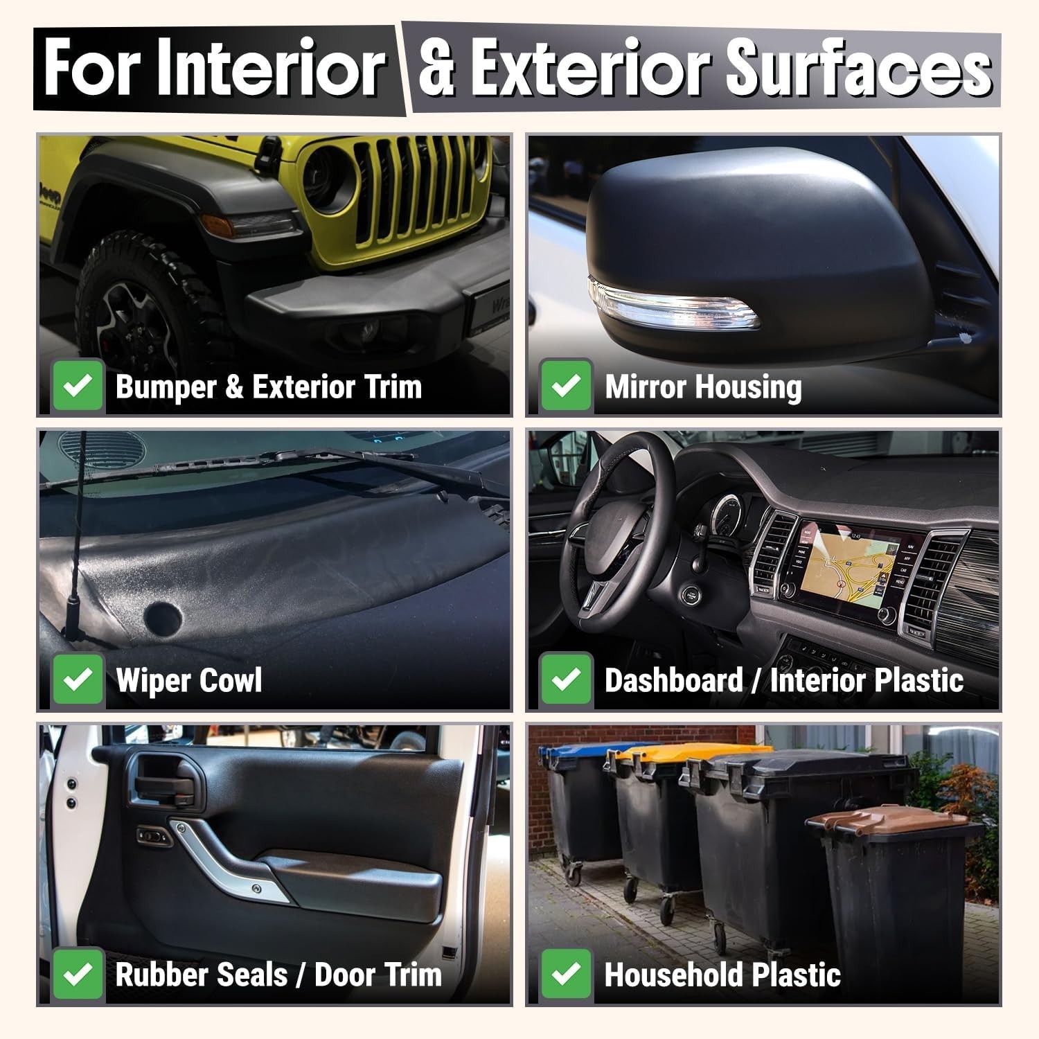 Plastic Restorer for Cars – Restores Faded Black Plastic, Vinyl & Rubber Trim –