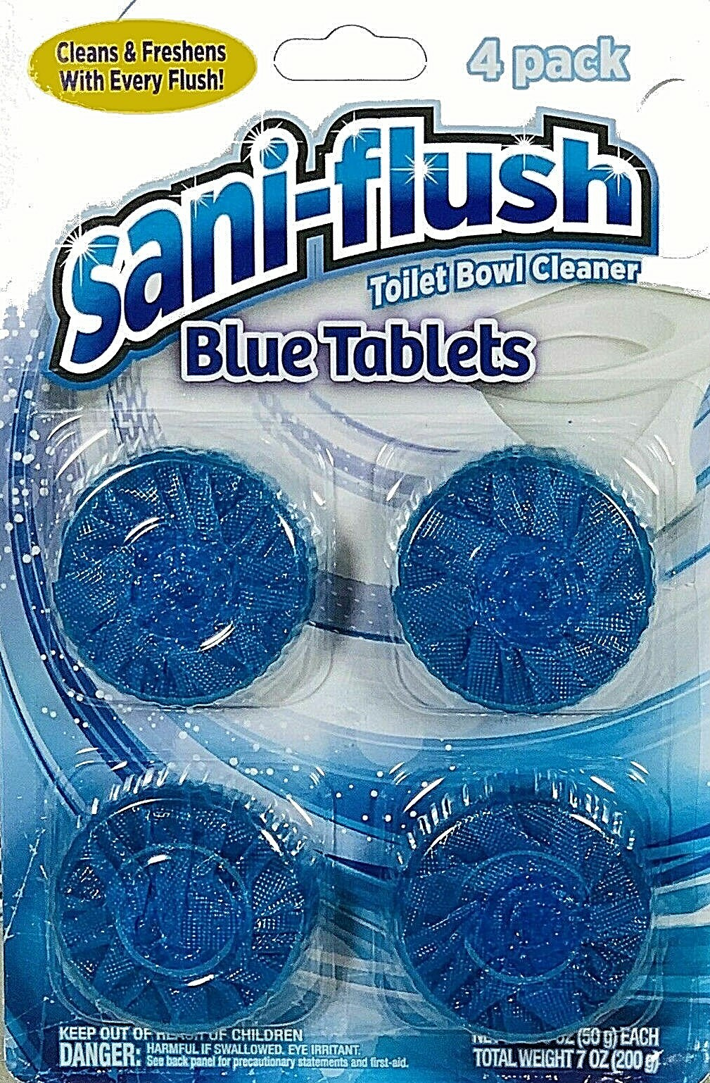 ( LOT of 4 ) Sani-Flush Automatic Blue Tablets Toilet BowlCleaner Cleans& Fresh