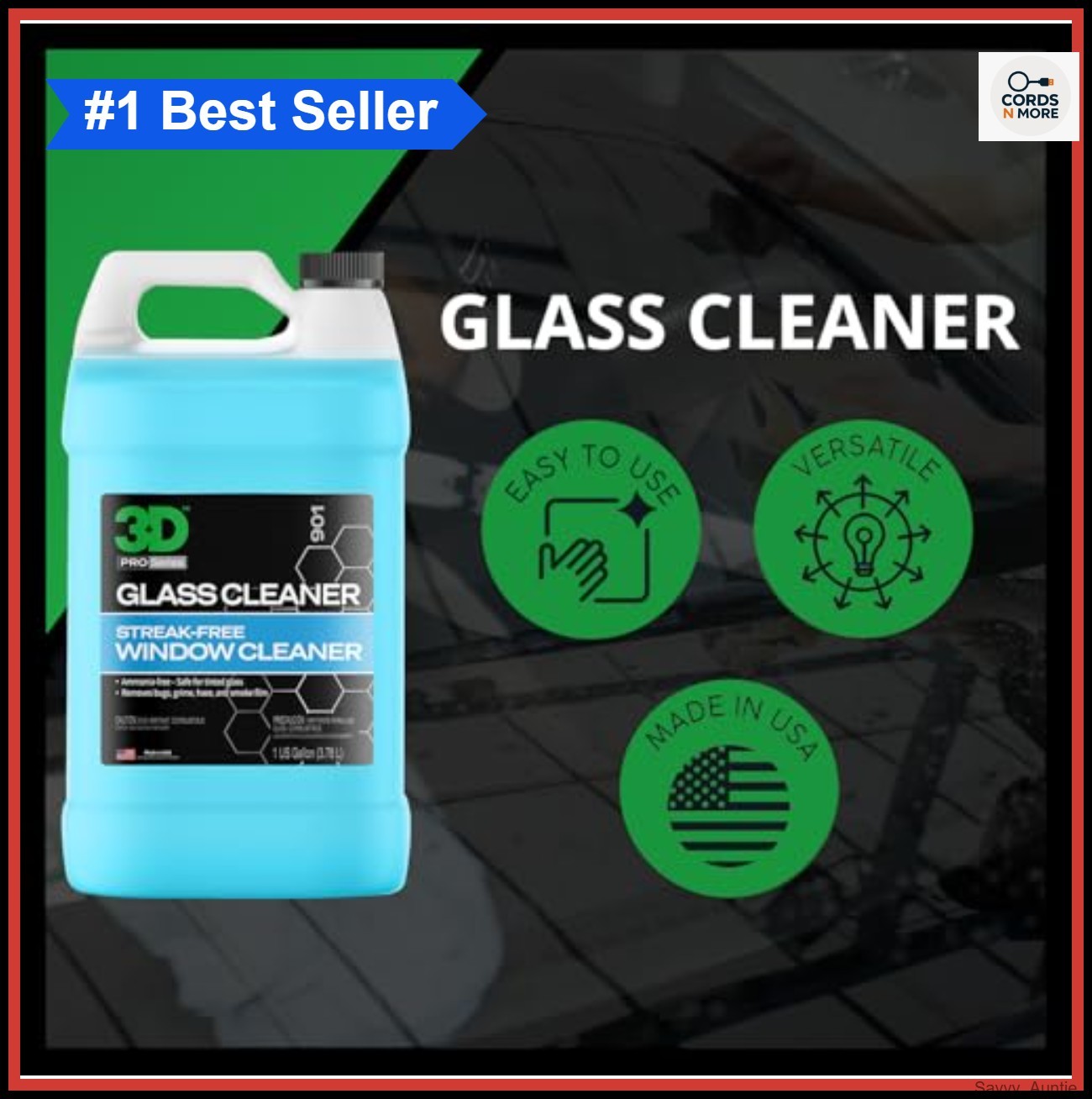 Glass Cleaner Gallon 128oz Unscented Streak Free Tint Safe VOC Compliant Car
