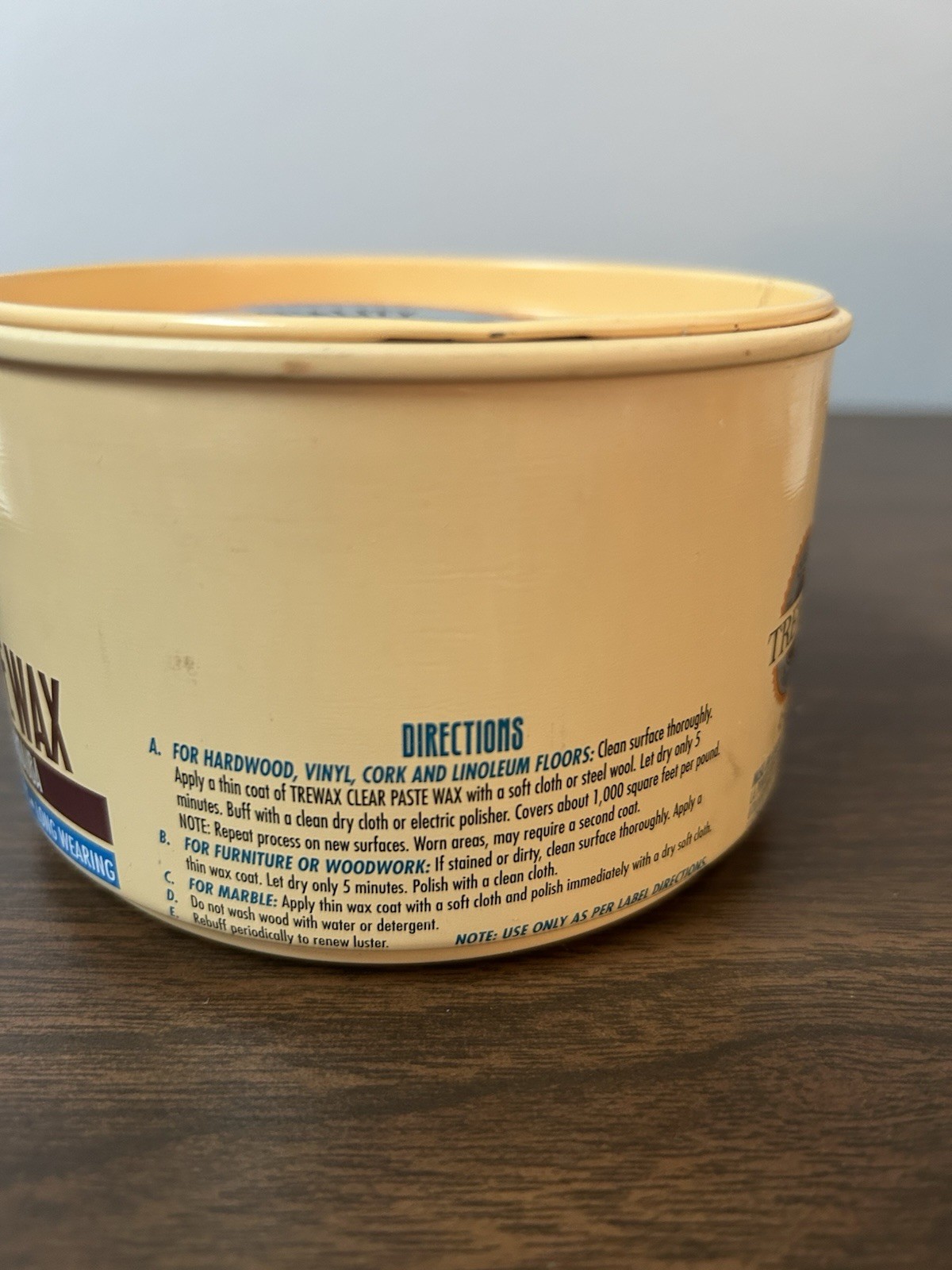 Vintage Trewax Clear Paste Wax 1 Pound 454grams Made In USA 99% Full