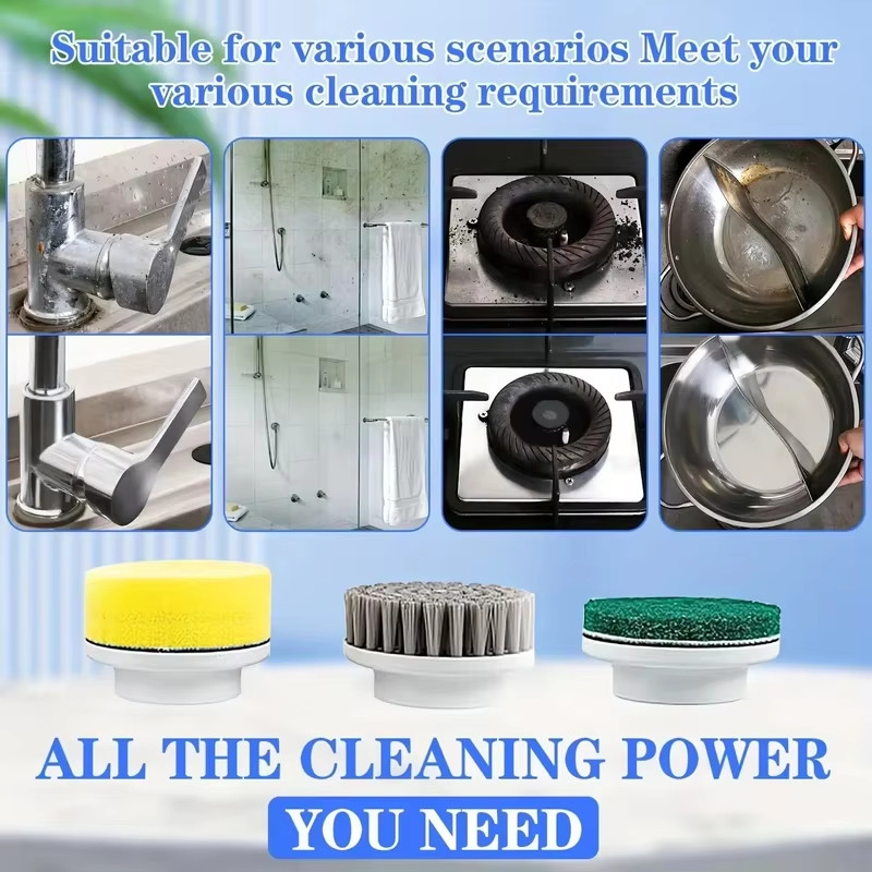 Wireless Electric Cleaning Brush Powerful IPX7 Waterproof USB Rechargeable Autom