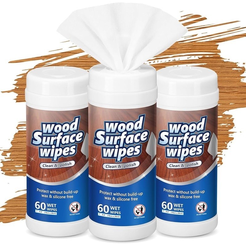 Wood Furniture Cleaner Wipes 180 Count Non-Woven Surface Polishing Towelettes US