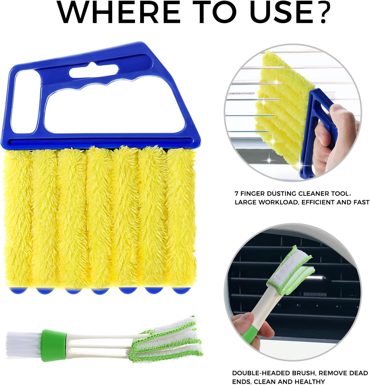 4Pcs Window Venetian Blind Cleaner Duster Tool,Washable 7 Fingers Dusting Cleane