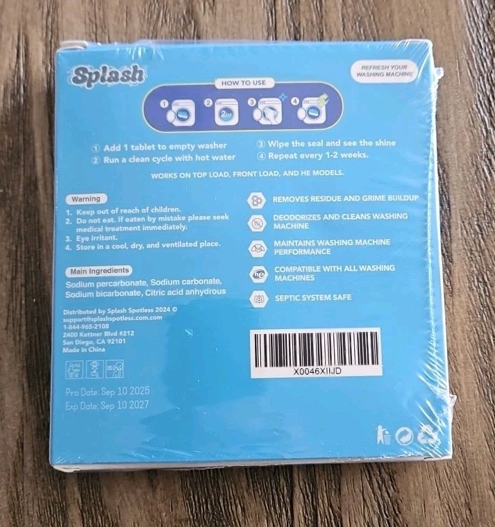 Splash Eco Friendly Washing Machine Cleaner Pack of 6 120g Tablets Safe Septic