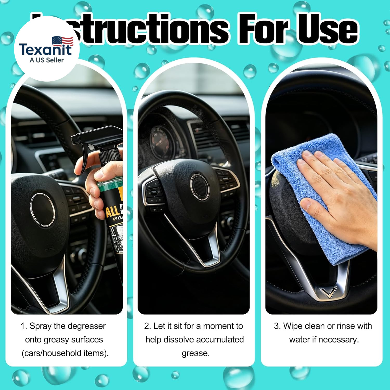 2Pcs All Purpose Degreaser for Car and House,Lemon Scent,Heavy-Duty Cleaning Spr