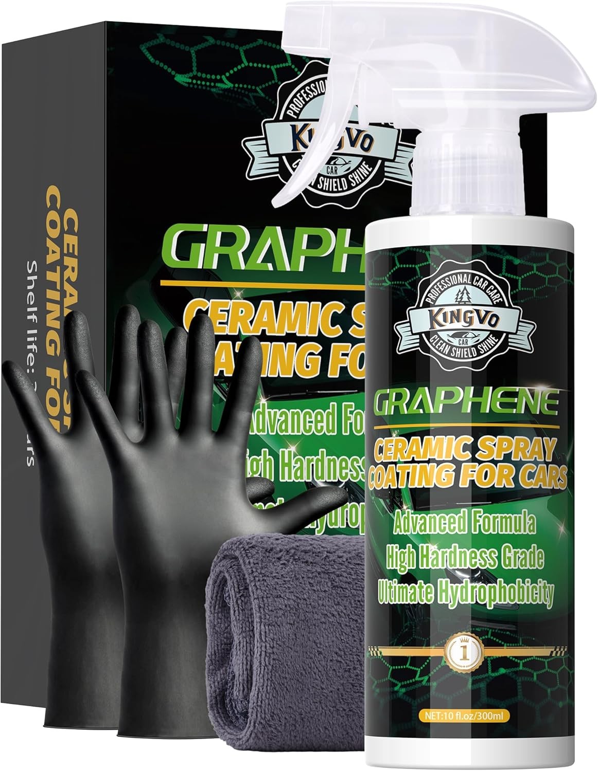 Kingvo Ceramic Coating for Cars, Car Wax Spray Graphene Ceramic Coating Shine Gl