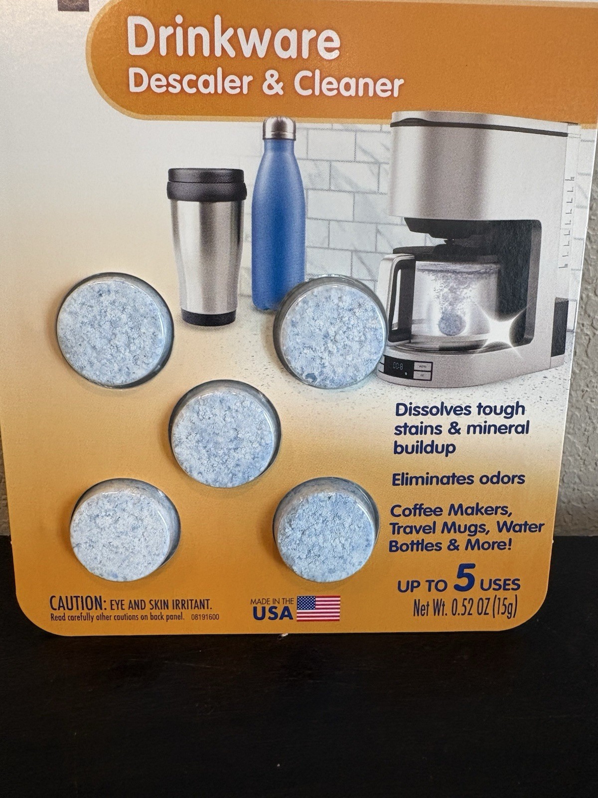 Plink Tabs Drinkware Descaler & Cleaner! 5 Tab Pack New! For Coffee Makers, Mugs