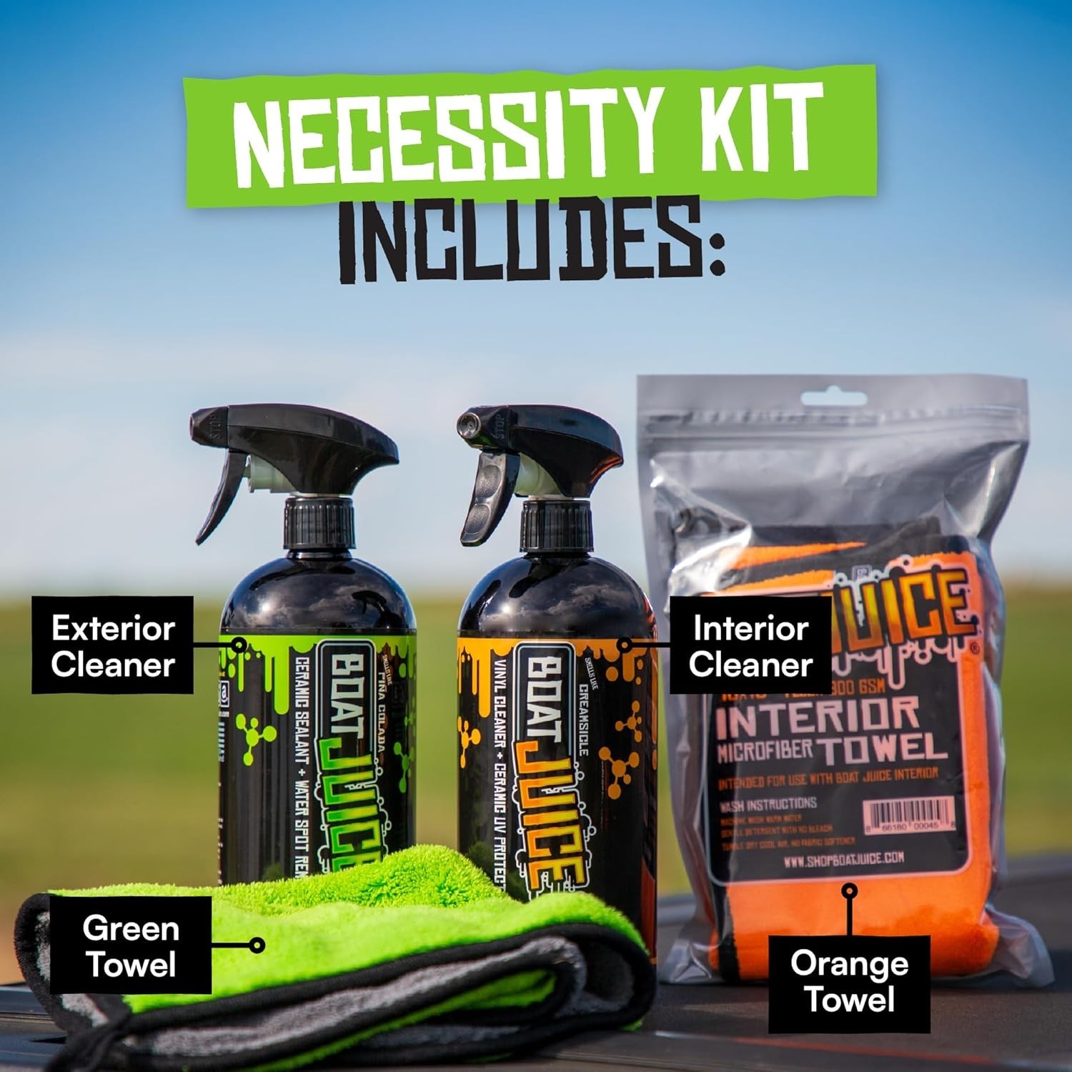Necessity Boat Cleaner Kit | Exterior Water Spot Remover, Interior Seat & Vin…