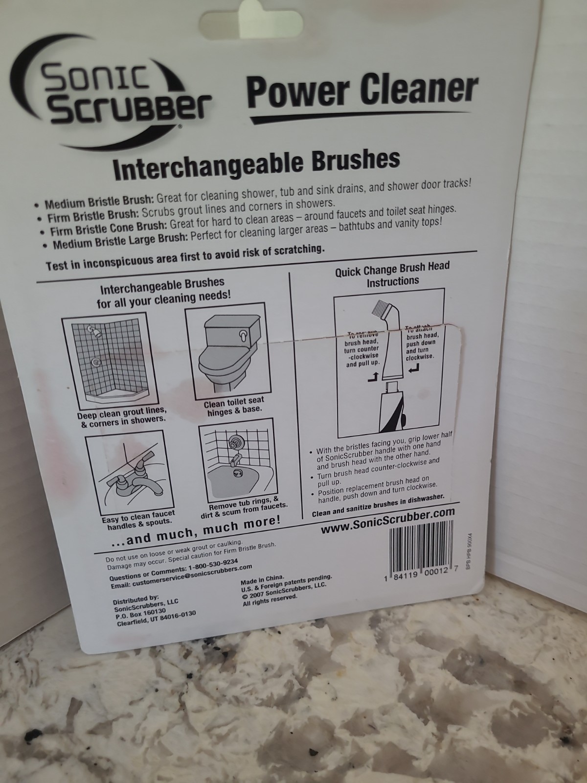 Sonic Scrubber Power Cleaner Interchangeable Brush Heads Bathroom Cleaning Tool
