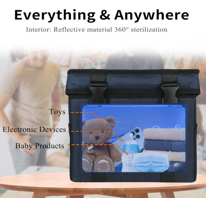 3 Gallon UV Light Sanitizer Ozone Box Portable Foldable UVC Cleaner Bag 12L Blue