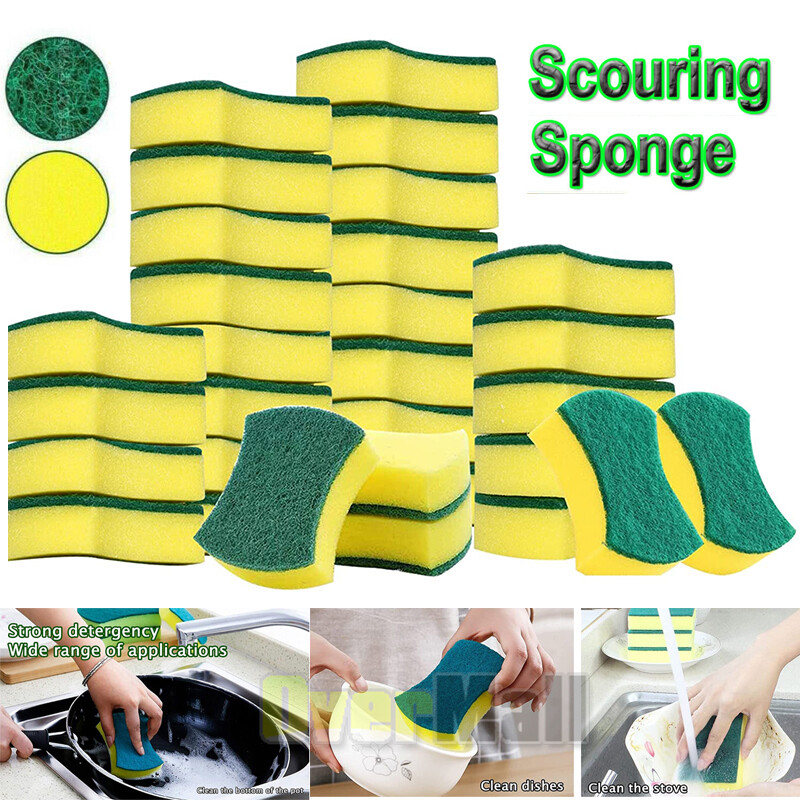Lot of 24-72 pcs Sponge Scrubber Scrub Scourer Wash Clean Dish Pads Bulk KITCHEN