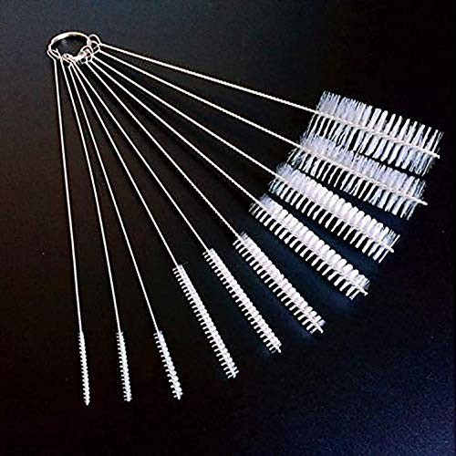 Long Straw Brush Nylon Pipe Tube Cleaner 10 Piece Set 8 Inch Assorted Sizes