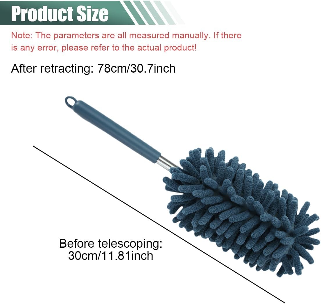 2PCS Car Interior Duster, Soft Chenille Detailing Brush with Exten Color: Blue