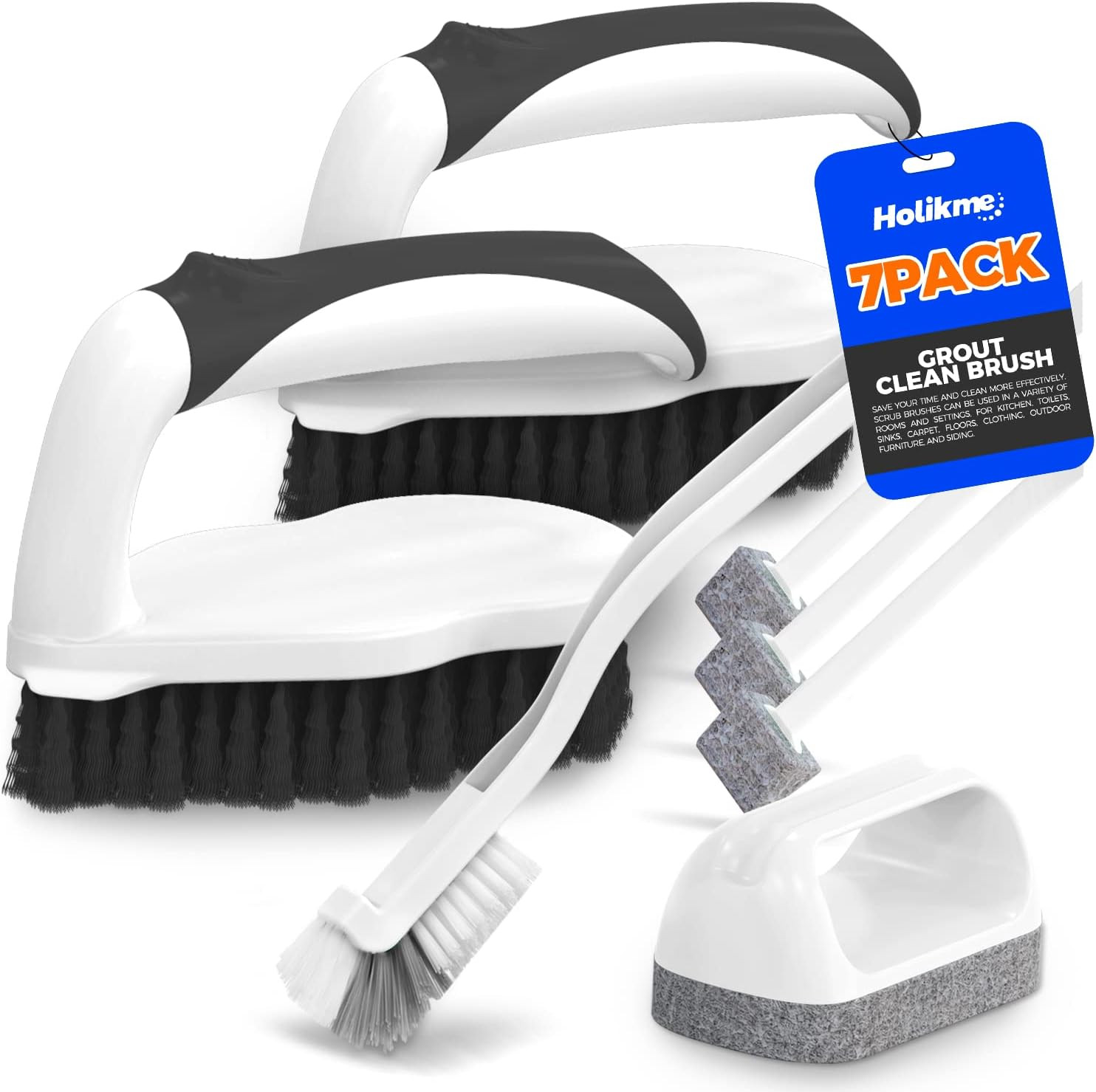 7 Pack Deep Cleaning Brush Set, Scrub Pads with Scraper Tip for Pool Walls, Bath