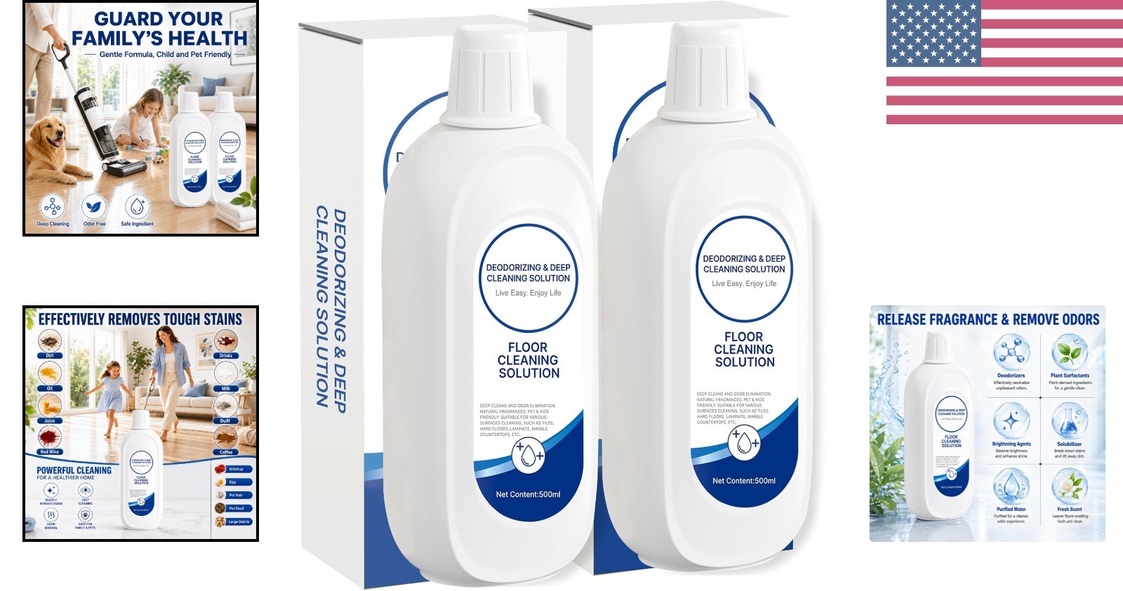 Natural Scented Multi-Surface Floor Cleaning Solution – 16.9 Fl Oz (Pack of 2)