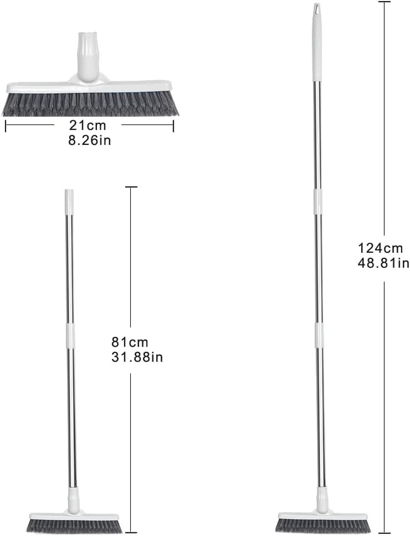 Floor Scrub Brush Bathroom Long Handle Bathtub Push Broom Shower Tile Grout S…