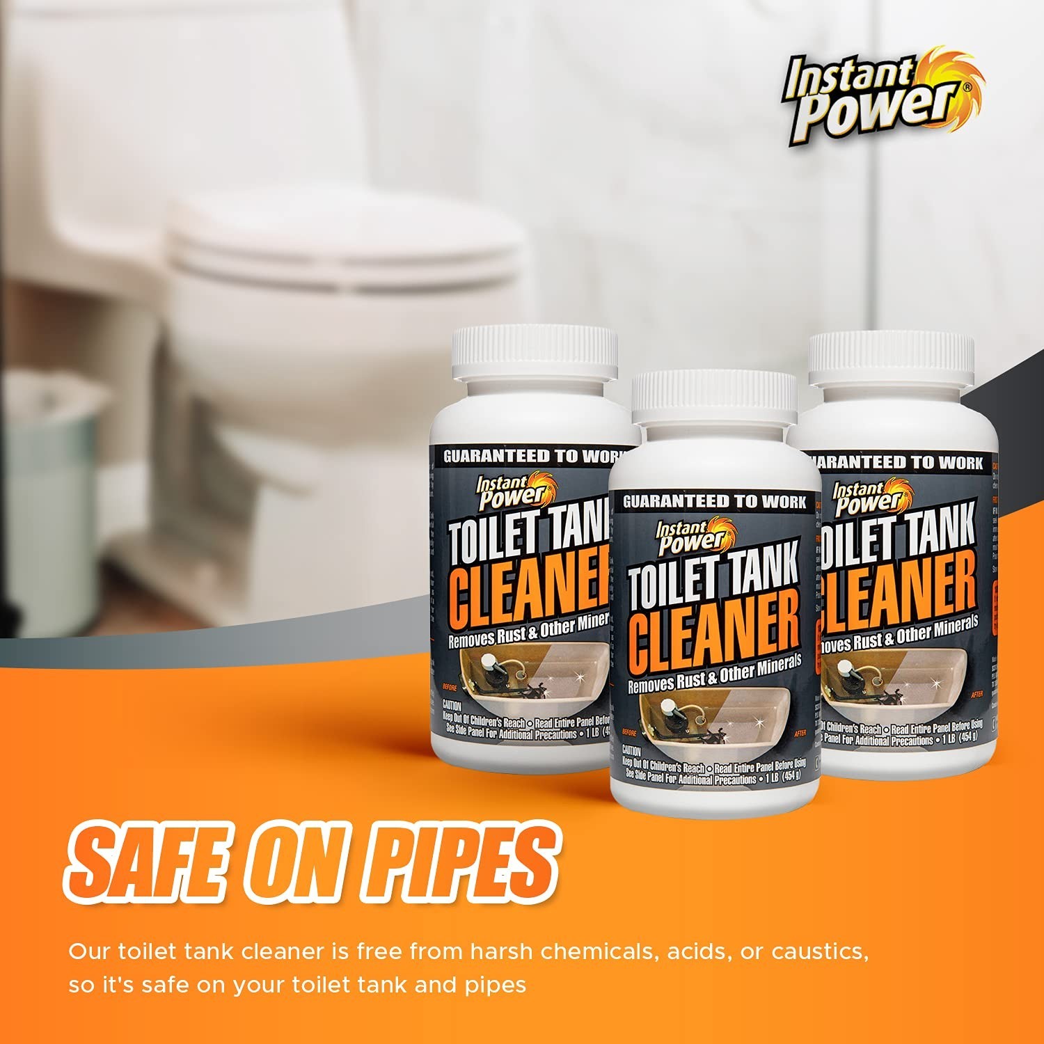 Instant Power Toilet Tank Cleaner Bathroom Toilet Cleaning Powder, Removes Rust