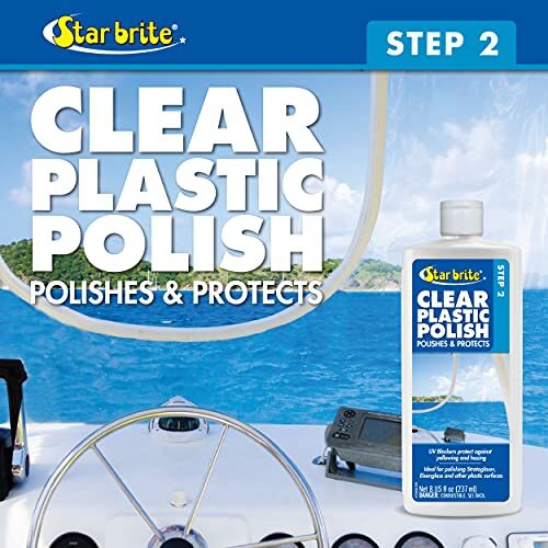 Star Brite Clear Plastic Polish 8 Ounce UV Protection for Acrylic Polycarbonate
