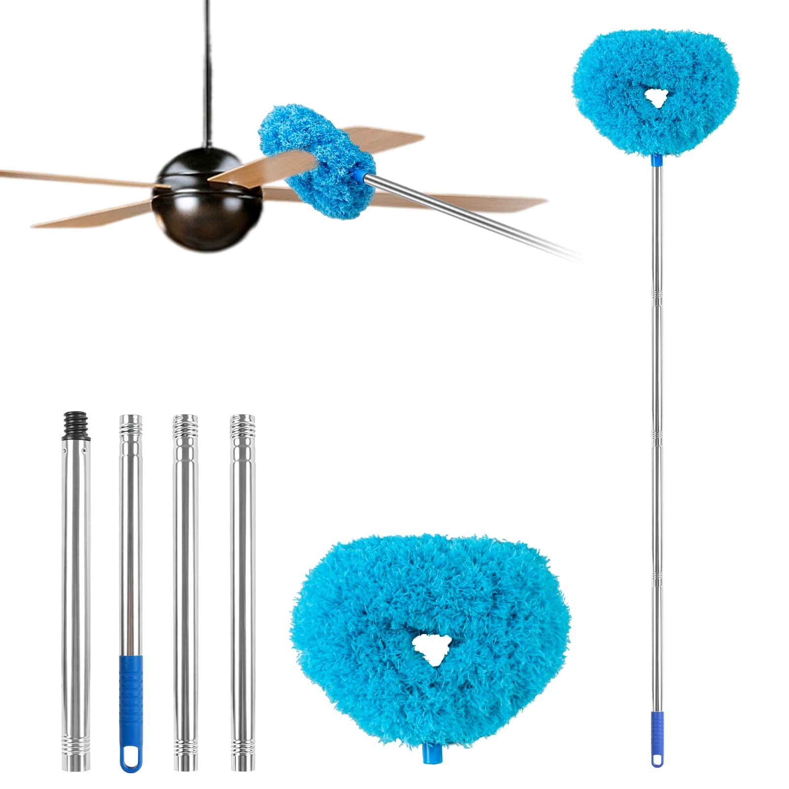 Ceiling Fan Blade Cleaner Duster with Extension Pole, Adjustable 13-49.7″ – Reus