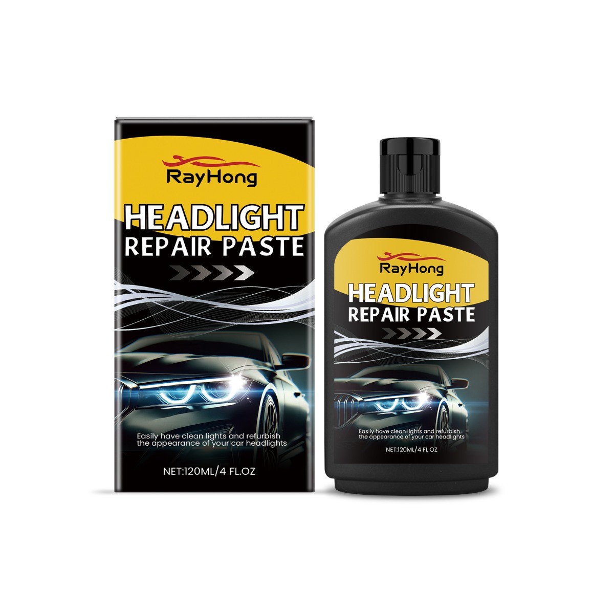 Headlight Restoration Kit, Car Lens Polish Cleaner for Oxidized Headlights