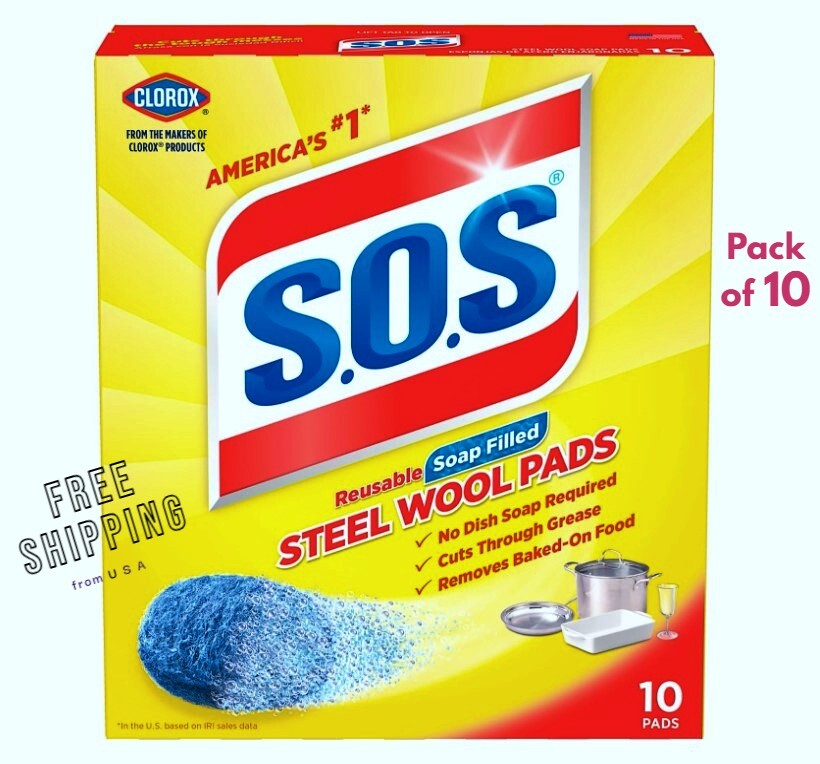 Steel Wool Soap Pads 10 pc. Grease-fighting Reusable Soap into the pad Anti-rust
