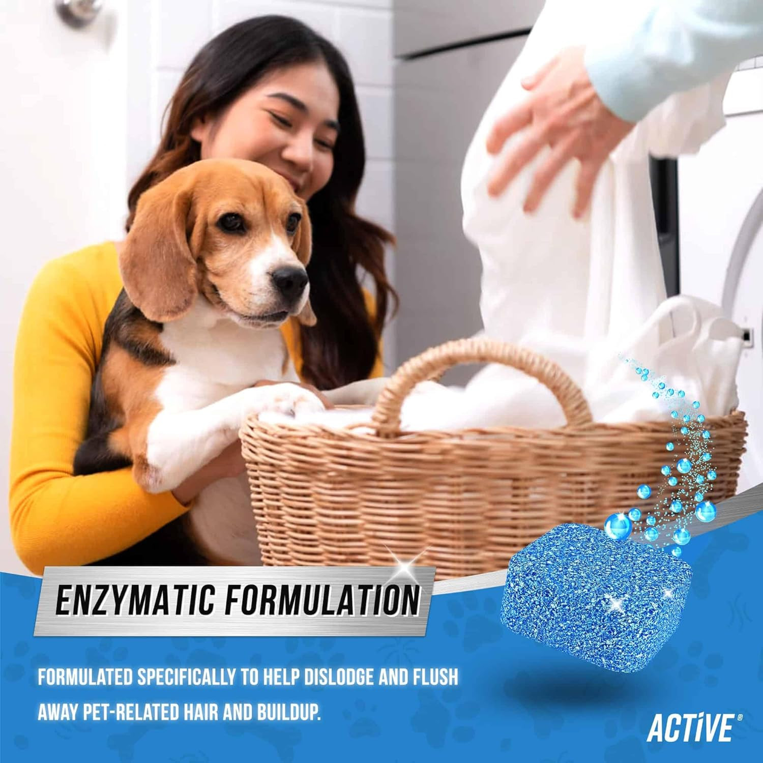 ACTIVE Washing Machine Cleaner for Pet Owners Enzymatic Deep Clean Descaler for