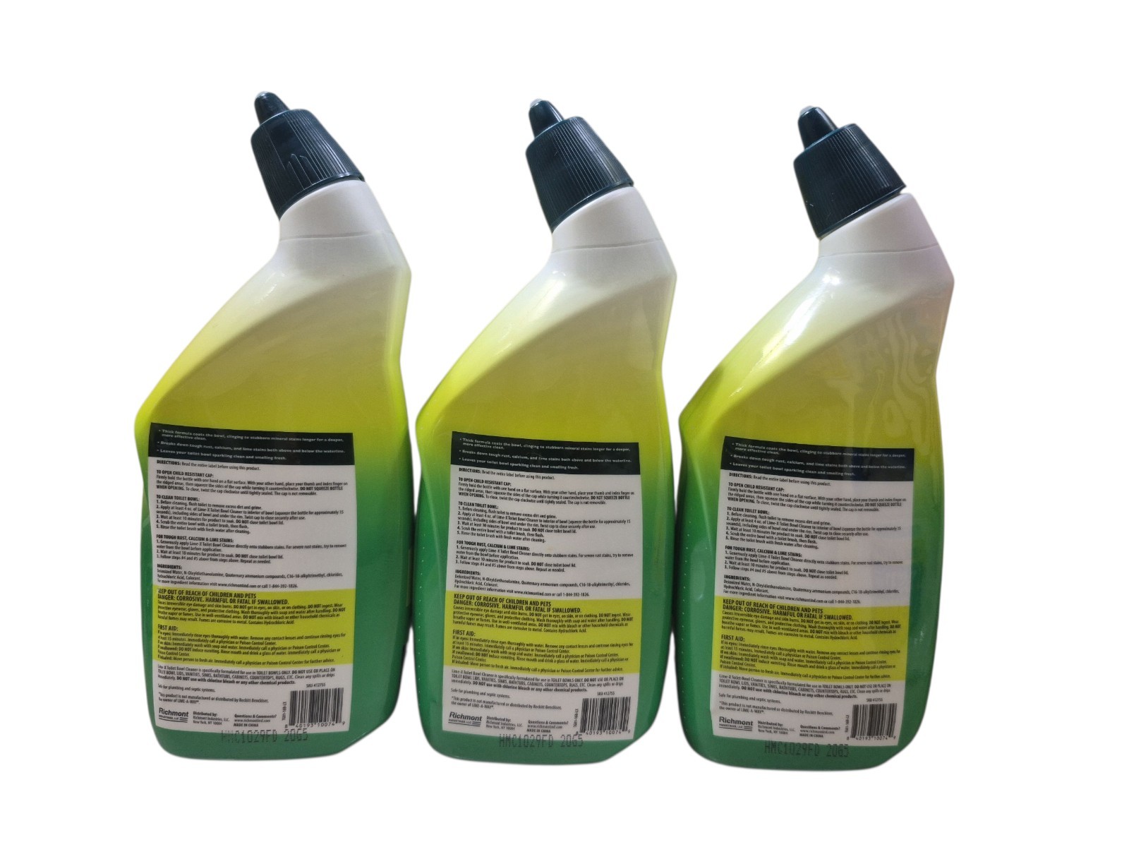 ( 3 ) Lime-x Liquid Toilet Bowl Gel Cleaner, Removes Lime Calcium Rust 16 oz Ea