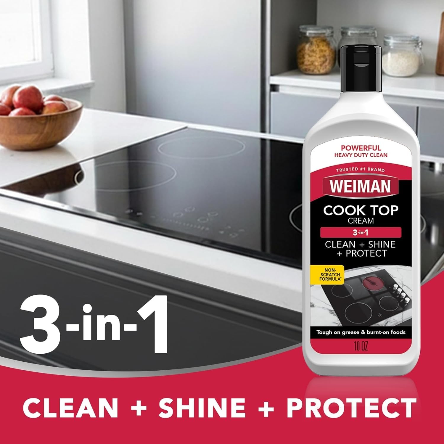 Professional Heavy Duty Cooktop Cleaner & Polishing Cream with Scrubbing Pads