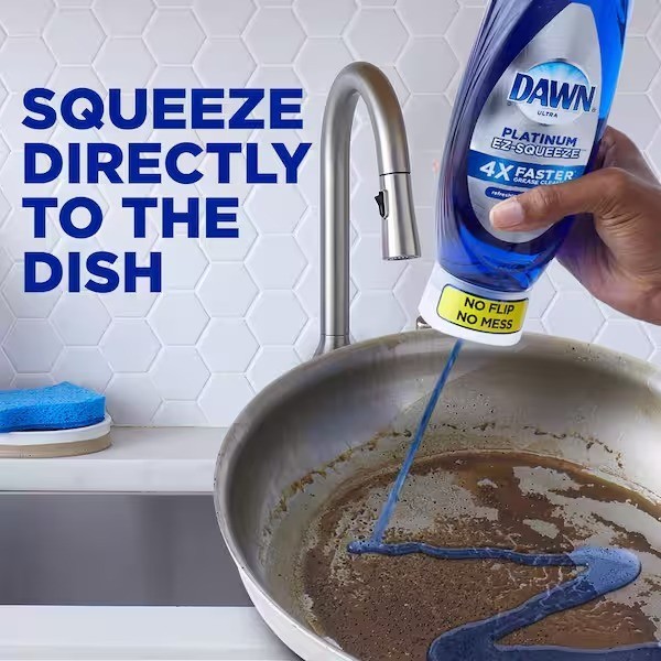 Dawn Platinum Ez-Squeeze 24.3 oz. Fresh Rain Scent Dish Soap no flip, no mess