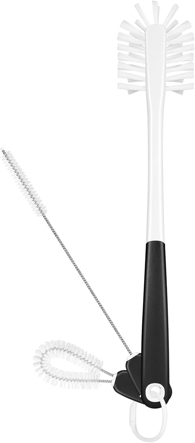 Three-in-one water bottle cleaning brush set.