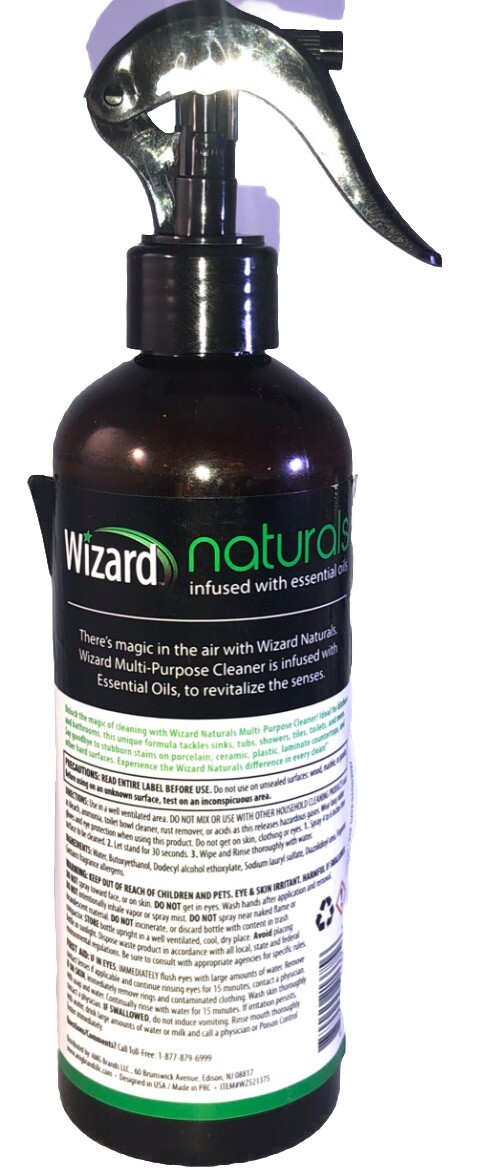 Wizard Naturals All-Purpose Spray Cleaner Rosemary &Cinnamon 13oz-Part Label Cut