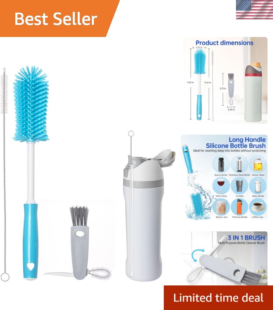 3 Pack Water Bottle Cleaner Brush Set – for Owala Cleaning Kit, Long Handle S…