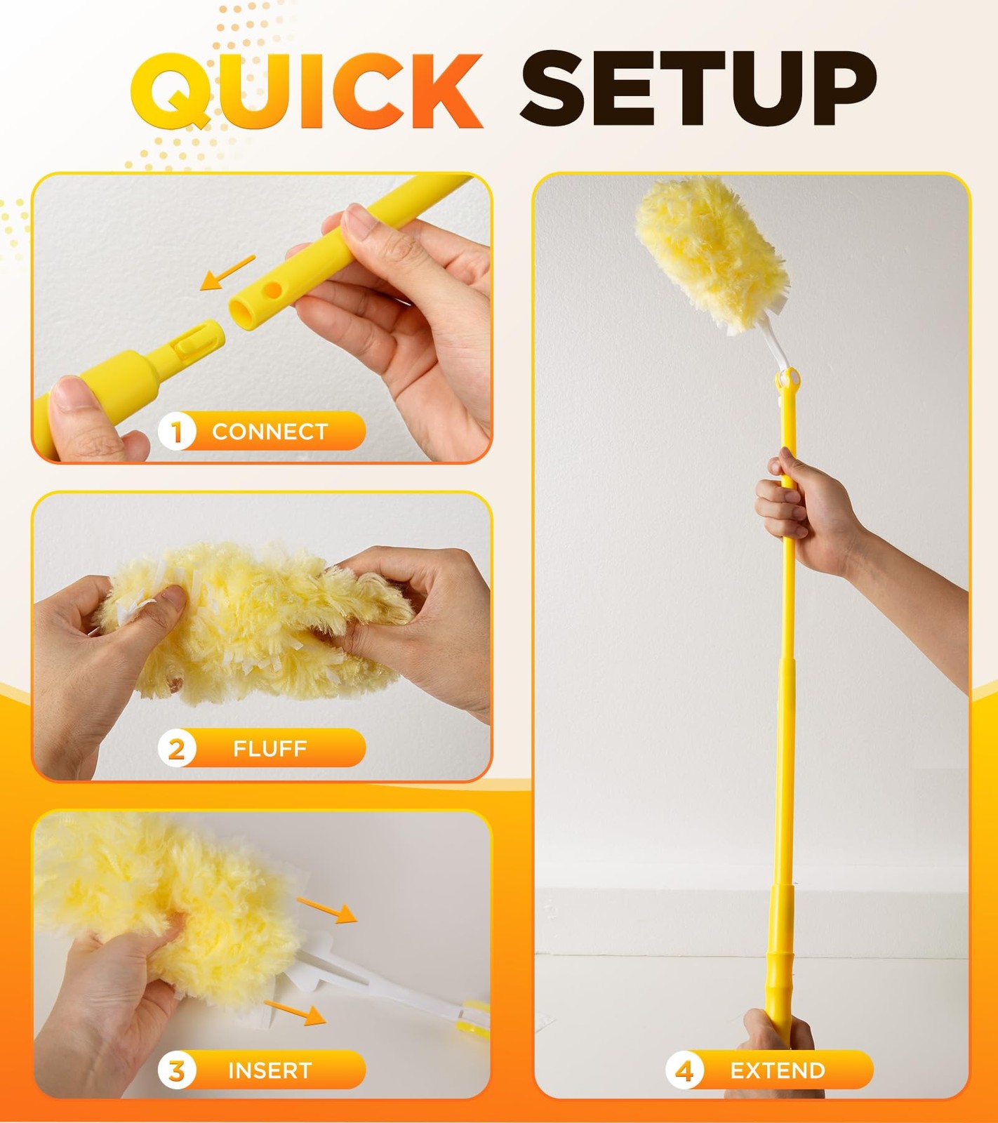 Heavy Duty Duster Refill Kit for Swiffer Duster with 3 ft Extension Pole & 20…