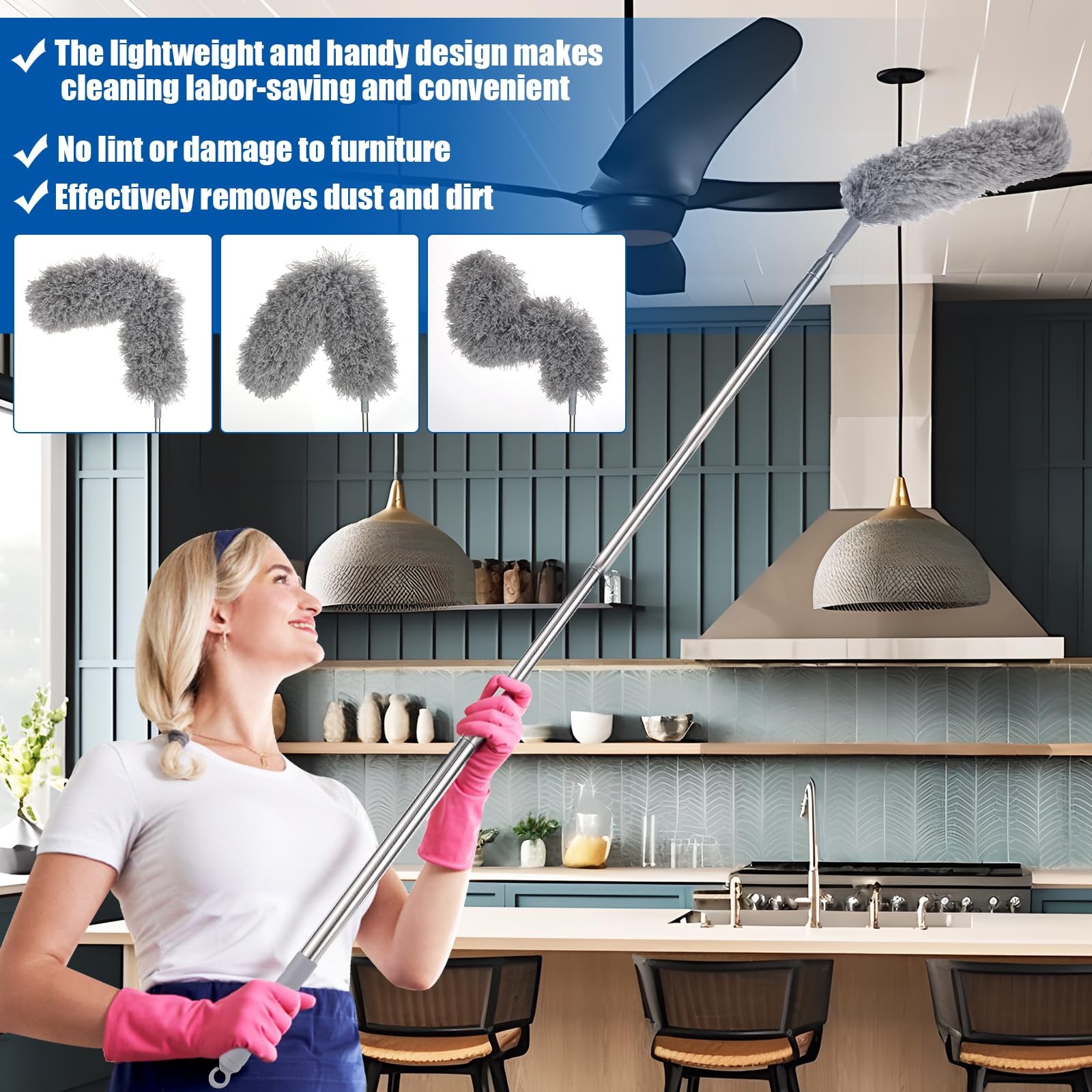 Feather Duster Set 4 Pieces 30100 Inch Retractable Gap Dust Cleaner And Feathe